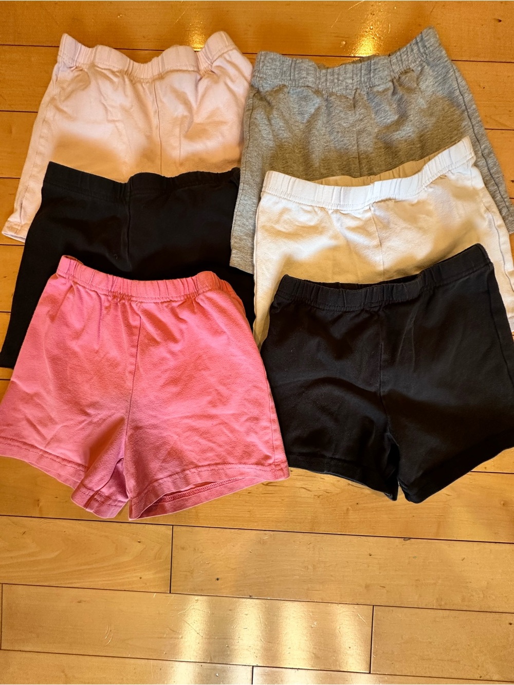 Carters girls set of 6 shorts- Pink, Black, White, Gray